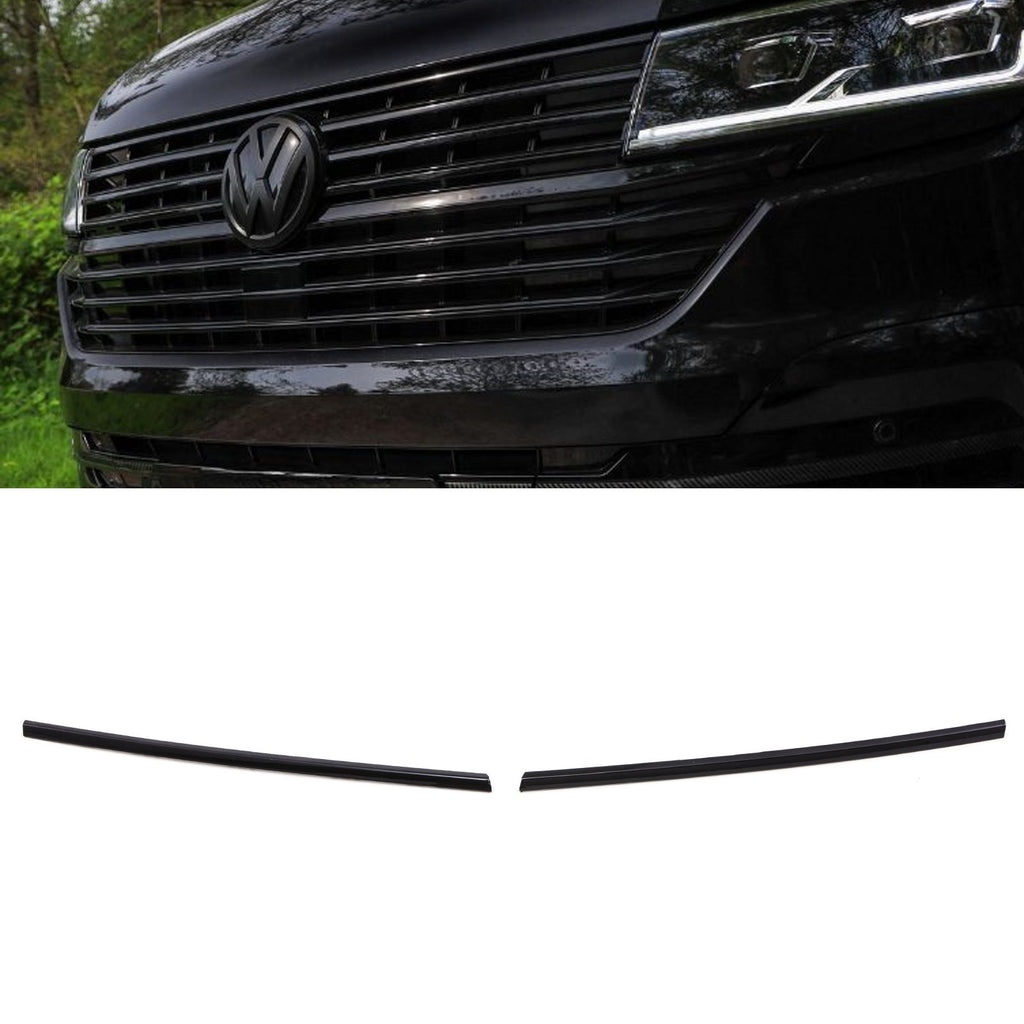 Kit 2 Modanature Superiori Griglia Nere Lucide VW Transporter T6.1 19-24