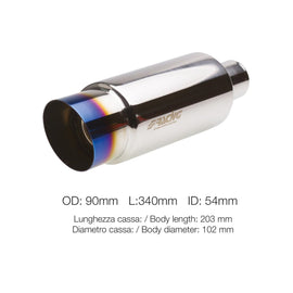 Terminale di scarico universale rotonda inclinata acciaio inox