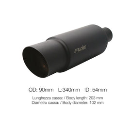 Terminale di scarico universale rotonda inclinata acciaio inox nero