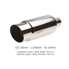 Terminale di scarico universale rotonda inclinata acciaio inox