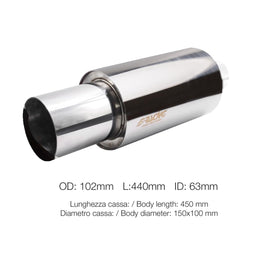 Terminale di scarico rotondo inclinato in acciaio inox