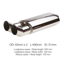 Terminale di scarico universale rotonda doppio DTM acciaio inox