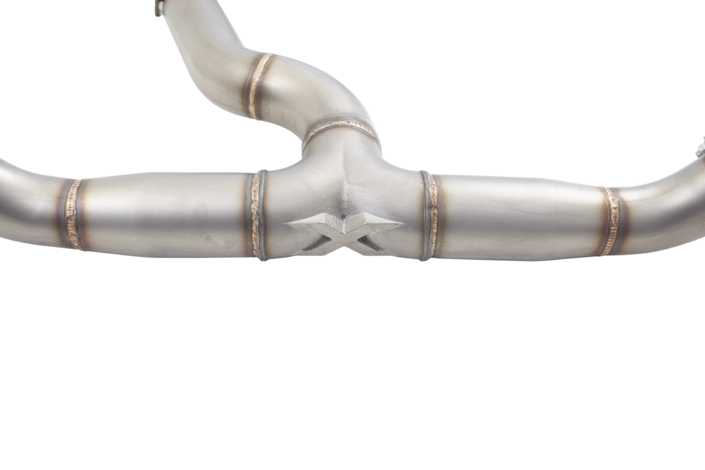Sistema di scarico cat-back XFORCE 3 silenziatori tondi versione race 