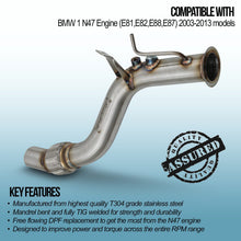 Downpipe Elimina DPF BMW 1 Series N47 E82 / E88 &amp; E81 / E87 07-13 - foto 3