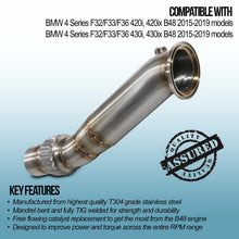 Downpipe Decat BMW 4 Series F32/F33/F36 420i 430i B48 15-18 - foto 3