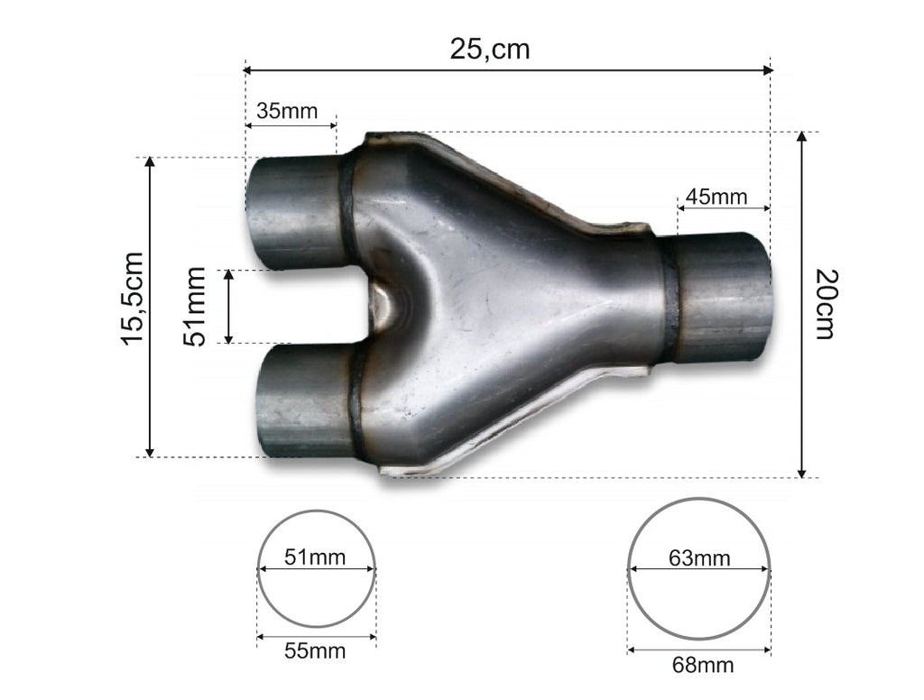 Y-Pipe universale 63-51mm FMICEU