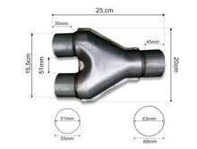 Carica l'immagine nel visualizzatore di Gallery, Y-Pipe universale 63-51mm FMICEU