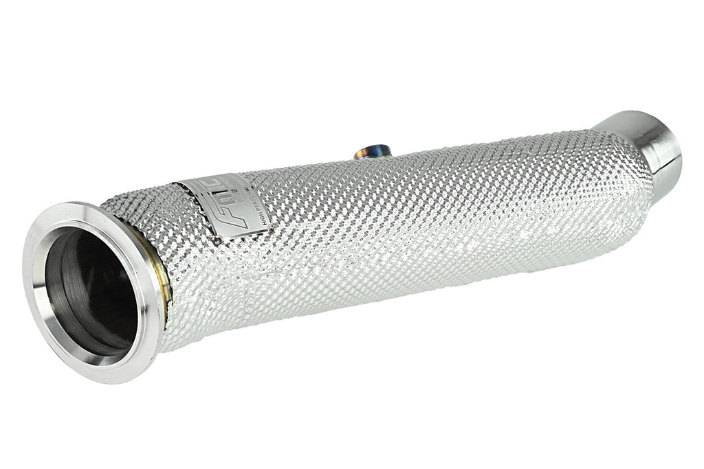Dettaglio dello schermo termico del downpipe FMIC.Pro BMW N55