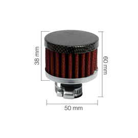 Mini filtro conico breather cotone rosso Carbon type 1