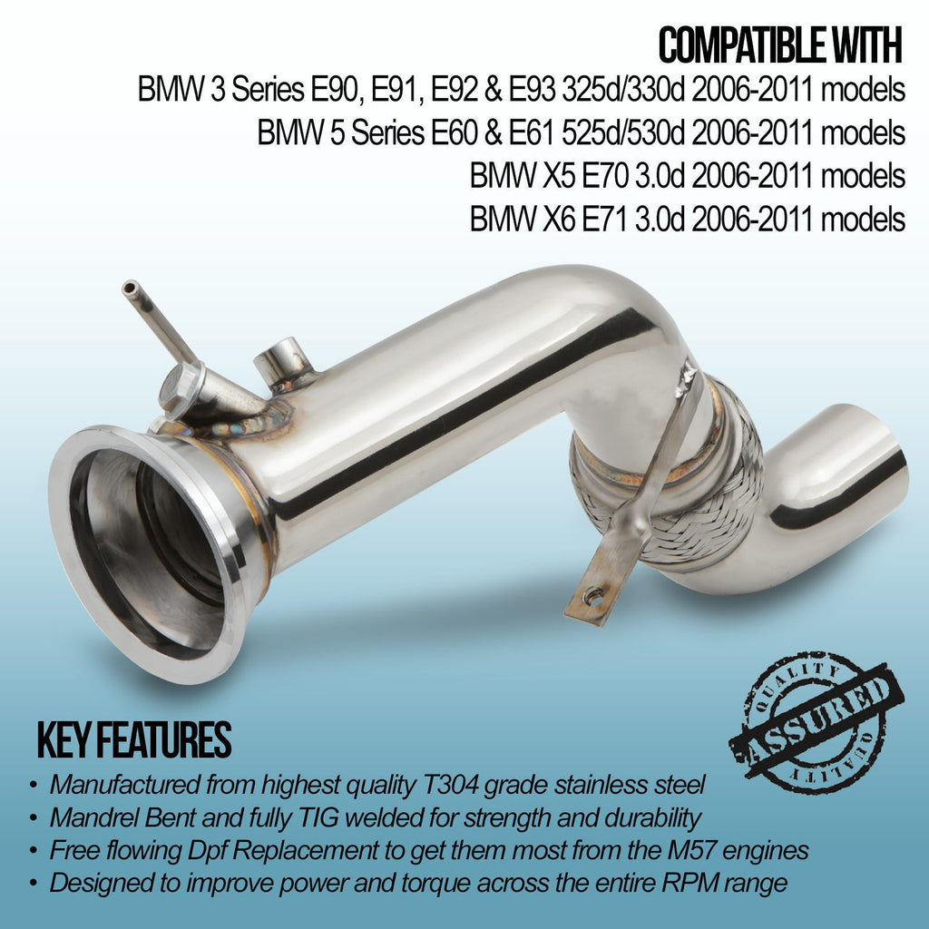 Downpipe Elimina DPF BMW Serie 3 5 X5 X6 E90 E91 E60 E70 3.0D M57 06-11