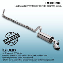 Sistema di Scarico Turbo Back Decat Land Rover Defender 110 300TDI 2.5TD 94-99