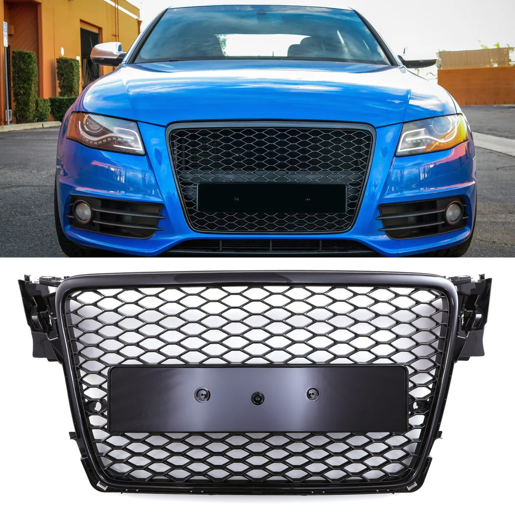 Griglia Anteriore a Nido d'Ape Stile RS4 Senza Logo Nero Opaco Audi A4 B8 08-13