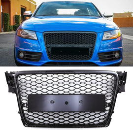 Griglia Anteriore a Nido d'Ape Stile RS4 Senza Logo Nero Opaco Audi A4 B8 08-13