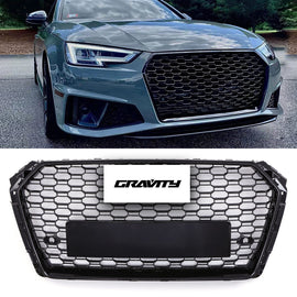 Griglia Anteriore a Nido d'Ape Stile RS4 Nero Lucido Audi A4 B9 17-20