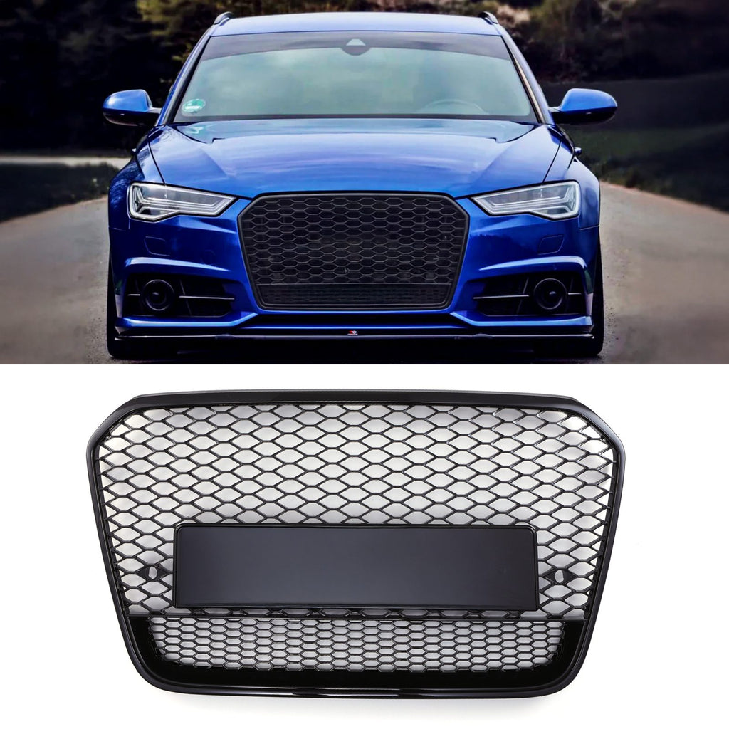 Griglia Anteriore a Nido d'Ape Stile RS6 Senza Logo Nero Opaco Audi A6 C7 12-15