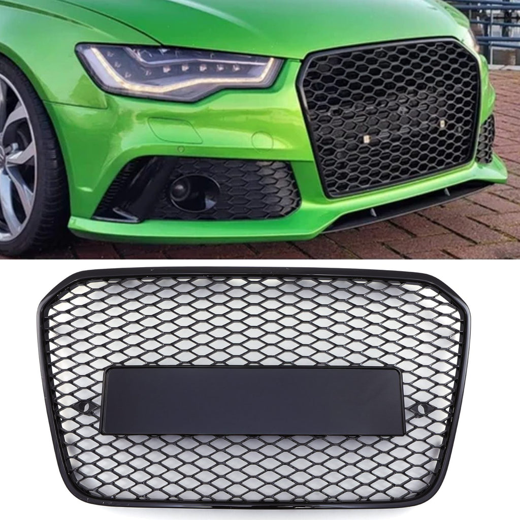 Griglia Anteriore a Nido d'Ape Stile RS6 Senza Logo Nero Opaco Audi A6 C7 11-15