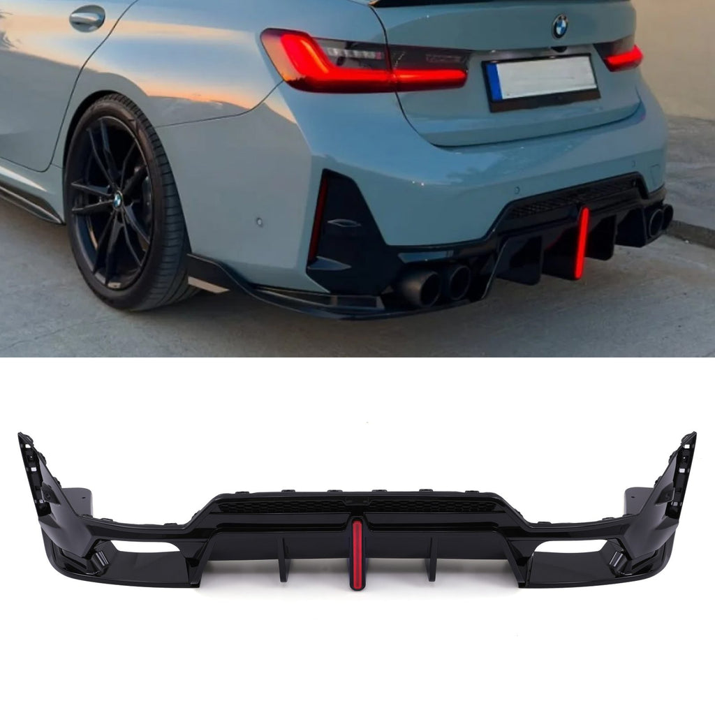 Diffusore Posteriore Nero Lucido con Fanale Pioggia LED BMW Serie 3 G20 LCI 22+
