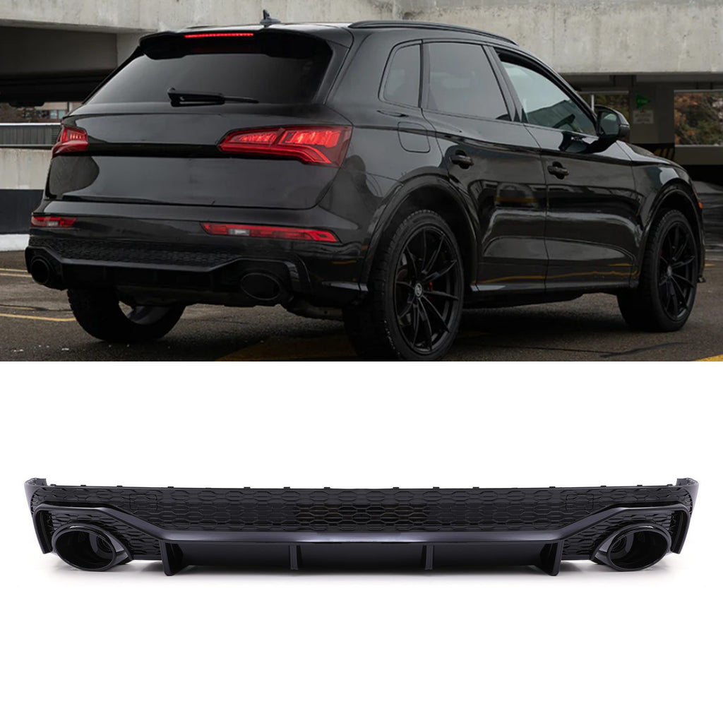 Diffusore Posteriore Nero Lucido Quadrupla Uscita Stile SQ5 Audi Q5 S-Line FY 17-20