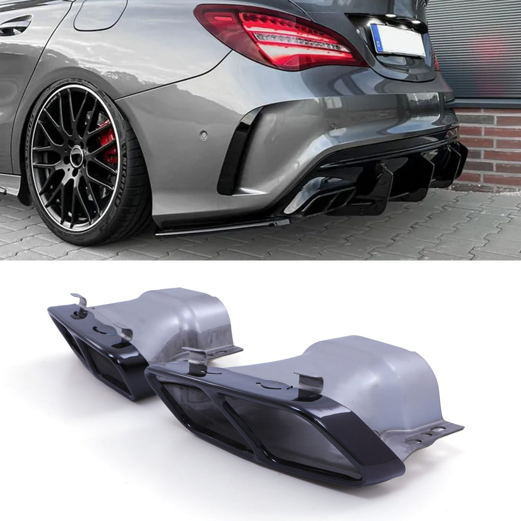 Terminali di Scarico Quad Stile AMG Nero Lucido Mercedes-Benz Classe CLA CLA45 Shooting Brake X117 15-19 - foto 2