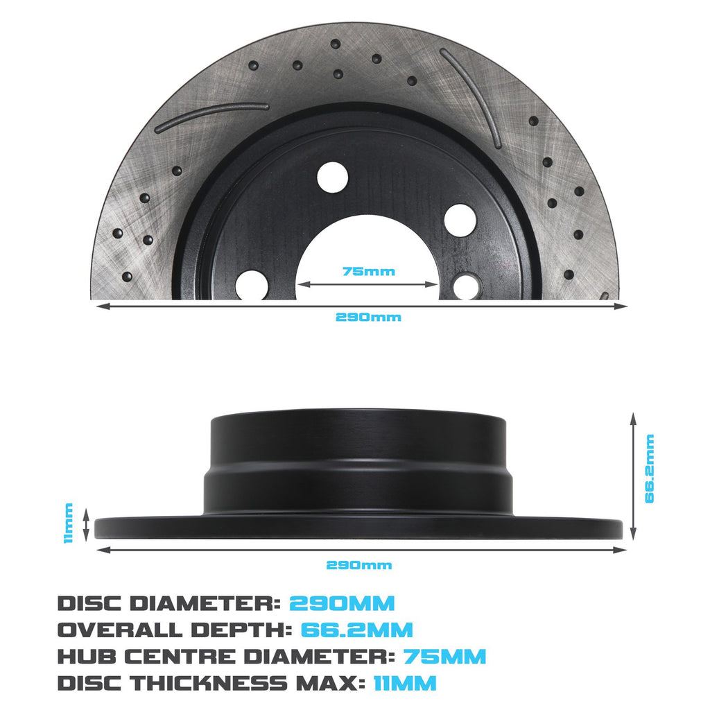 Dischi Freno Forati e Scanalati Posteriori 290mm BMW Serie 1 Serie 2 F20 F21 F22 F23 - foto 3