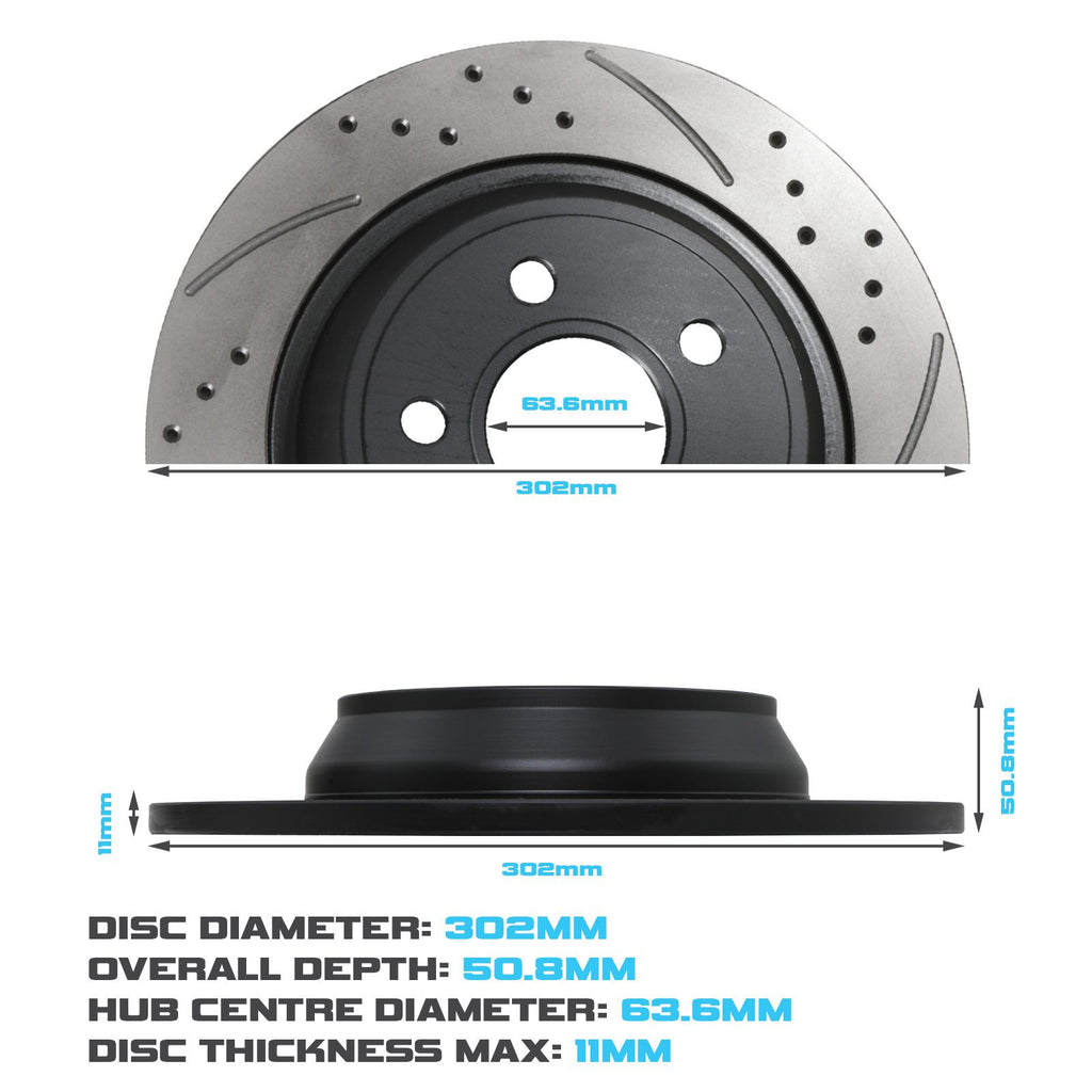 Dischi Freno Posteriori Forati e Baffati 302mm Range Rover Evoque L538 11-19 - foto 3