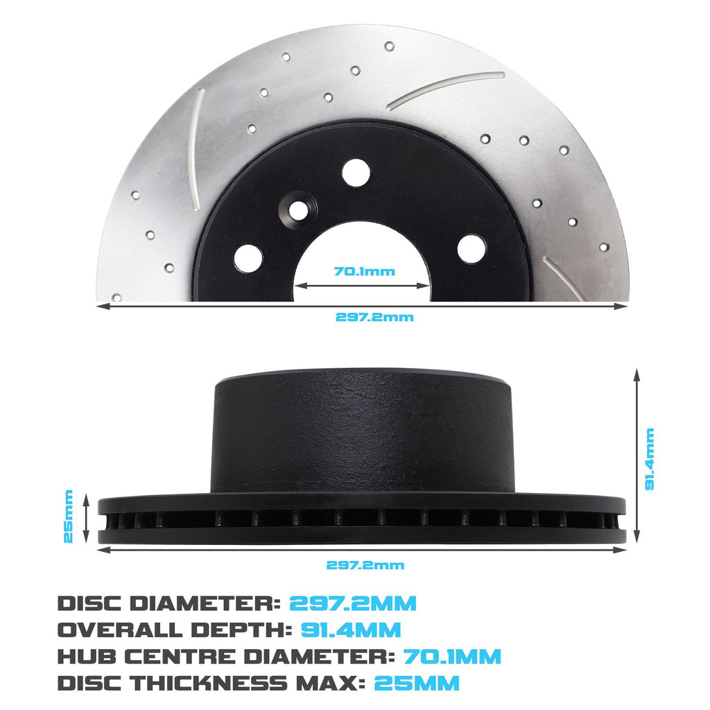 Dischi Freno Anteriori Forati Baffati 297mm Land Rover Discovery 2 (L318) 1998-2004 - foto 3