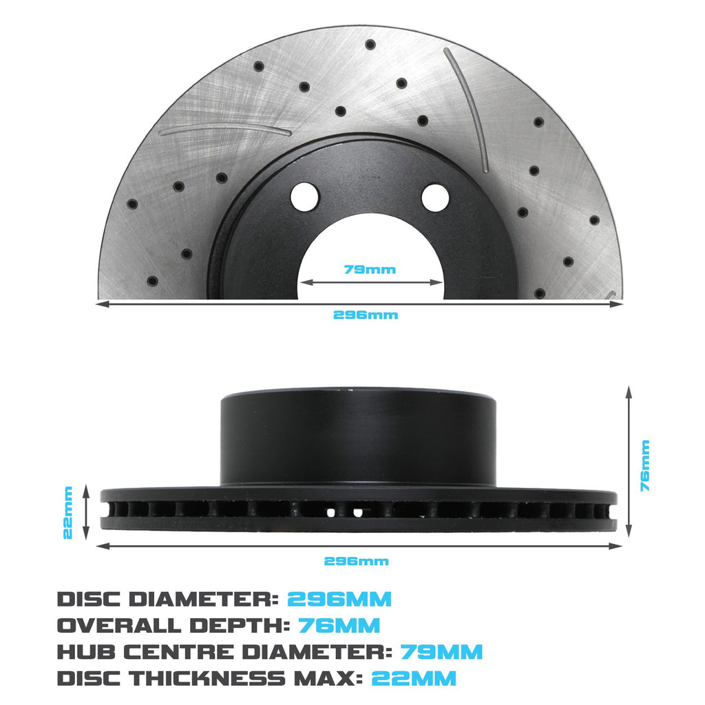 Dischi Freno Anteriori Forati Baffati 296mm BMW Serie 5 E39 520 523 525 1996-2004 - foto 3