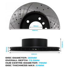 Dischi Freno Anteriori Forati 312mm BMW X1 E84 Serie 2 F22 220I 225I 09+ - foto 3