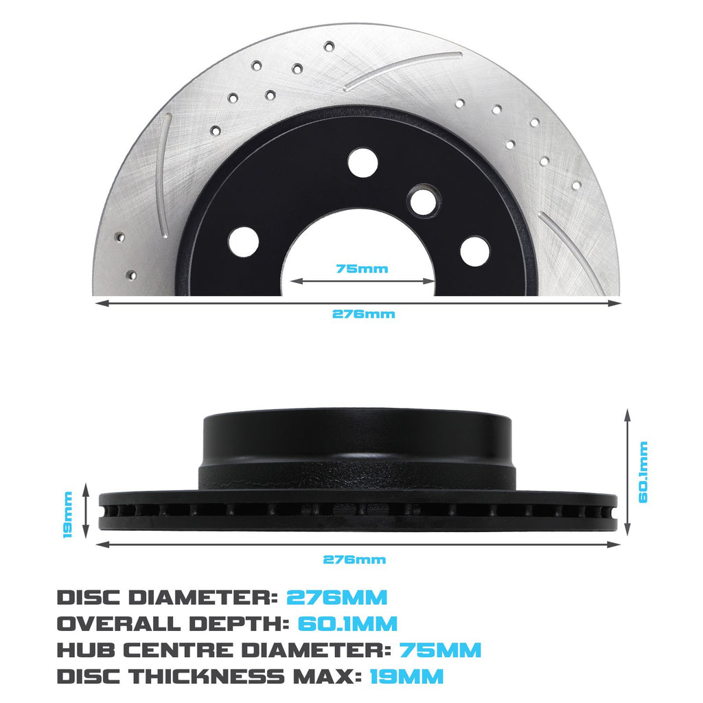 Dischi Freno Posteriori Forati e Baffati 276mm BMW 3 Series E36 320 323 98-05 - foto 3