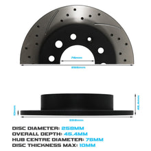 Dischi Freno Posteriori Forati e Scanalati 258mm Hyundai Coupe MK2 GK 01-09 - foto 3