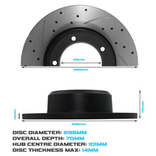 Dischi Freno Anteriori Forati e Scanalati 298mm Land Rover Discovery 1 2.5TDI 4.0 V8 89-98 - foto 3