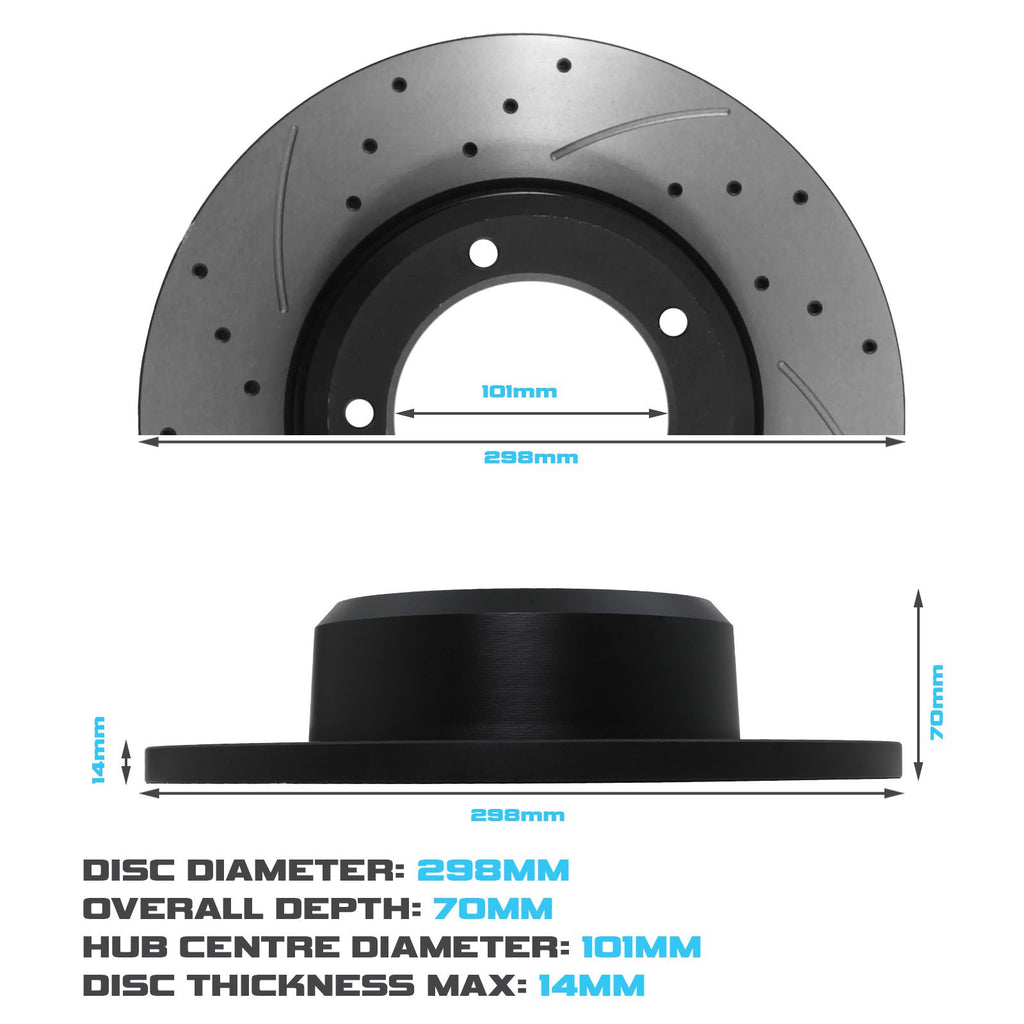 Dischi Freno Anteriori Forati e Scanalati 298mm Land Rover Discovery 1 89-98 - foto 3