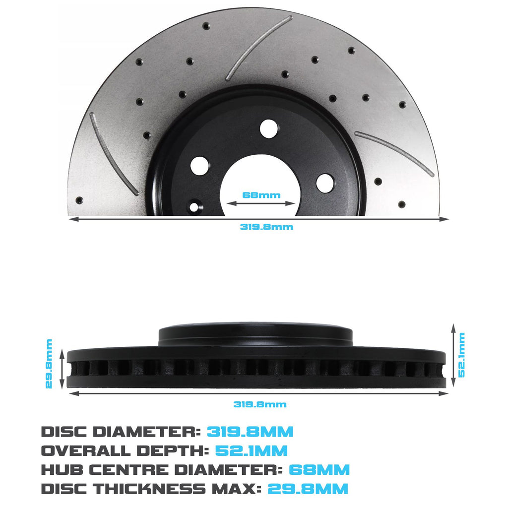 Dischi Freno Anteriori Forati e Scanalati 320mm Audi A4 A5 S5 1.8 2.0 2.7 3.0 3.2 - foto 3