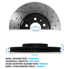 Dischi Freno Anteriori Forati e Scanalati 320mm Audi A4 1.8 2.0TDI 3.0 Quattro Avant - foto 3