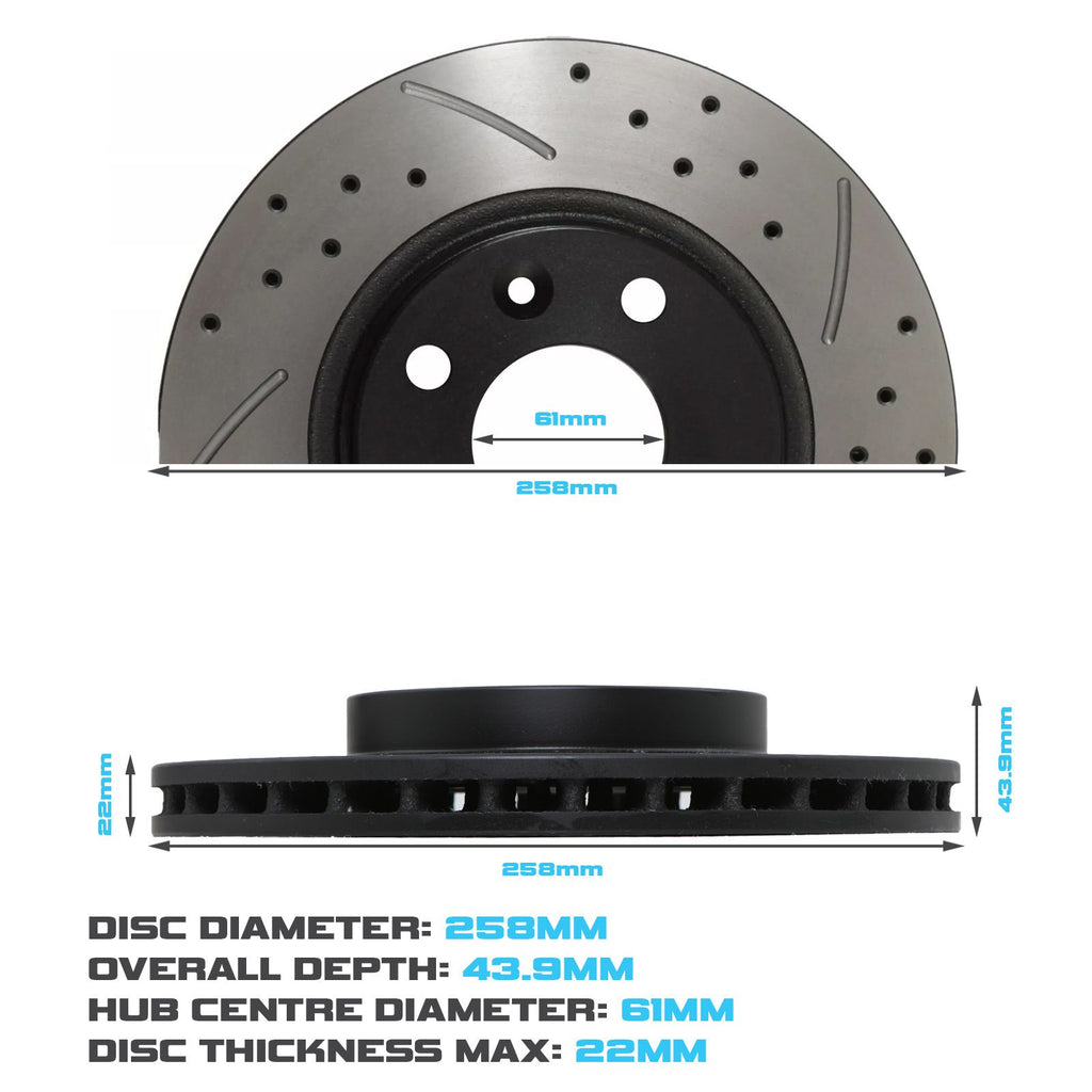 Dischi Freno Anteriori Forati e Scanalati 258mm Renault Twingo MK3 0.9 1.0 2014+ - foto 3