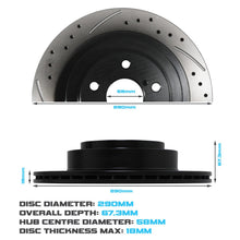 Dischi Freno Posteriori Forati e Baffati 290mm Subaru Impreza Legacy WRX 00-09 - foto 3