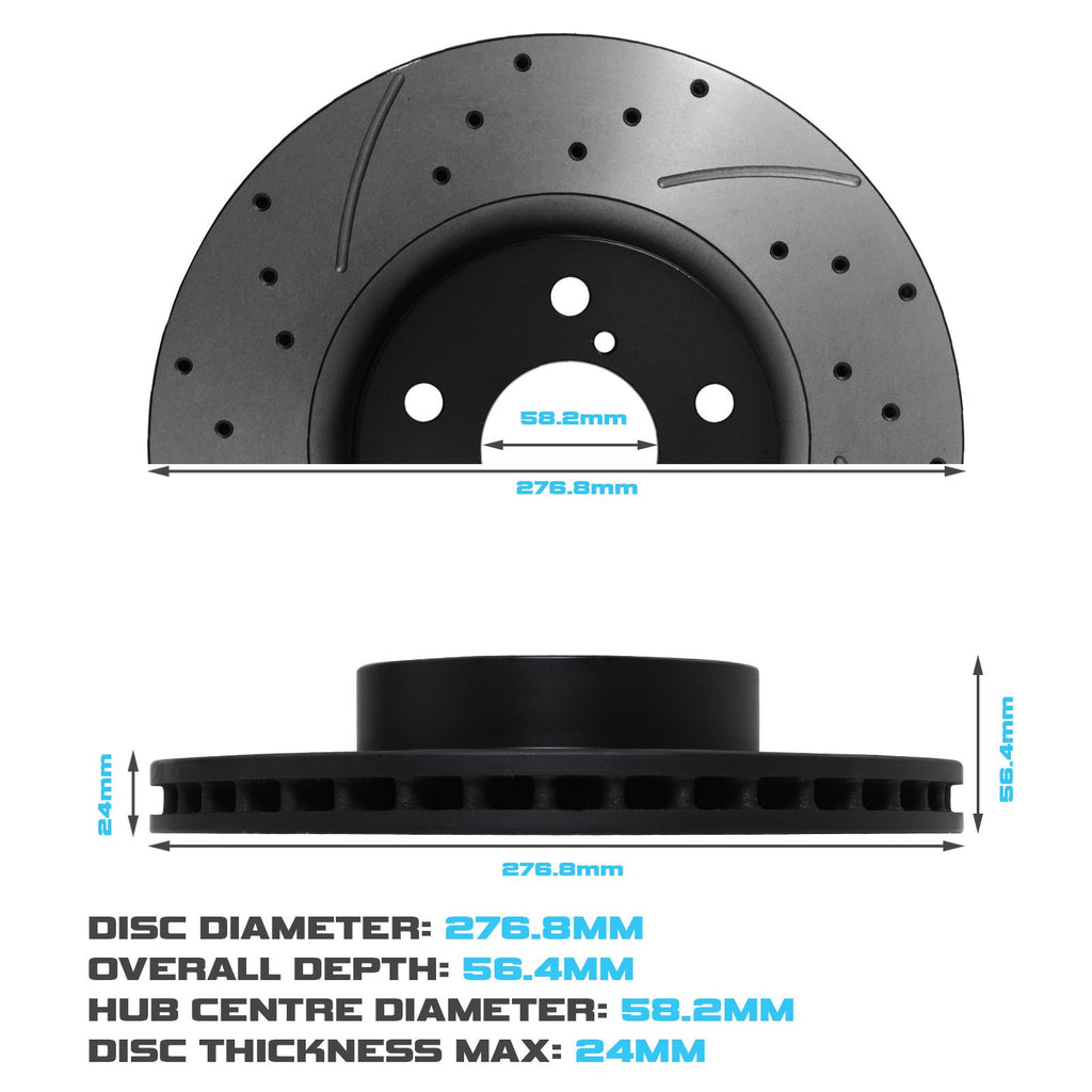 Dischi Freno Anteriori Forati e Scanalati 277mm Subaru Impreza GD 98-13 - foto 3