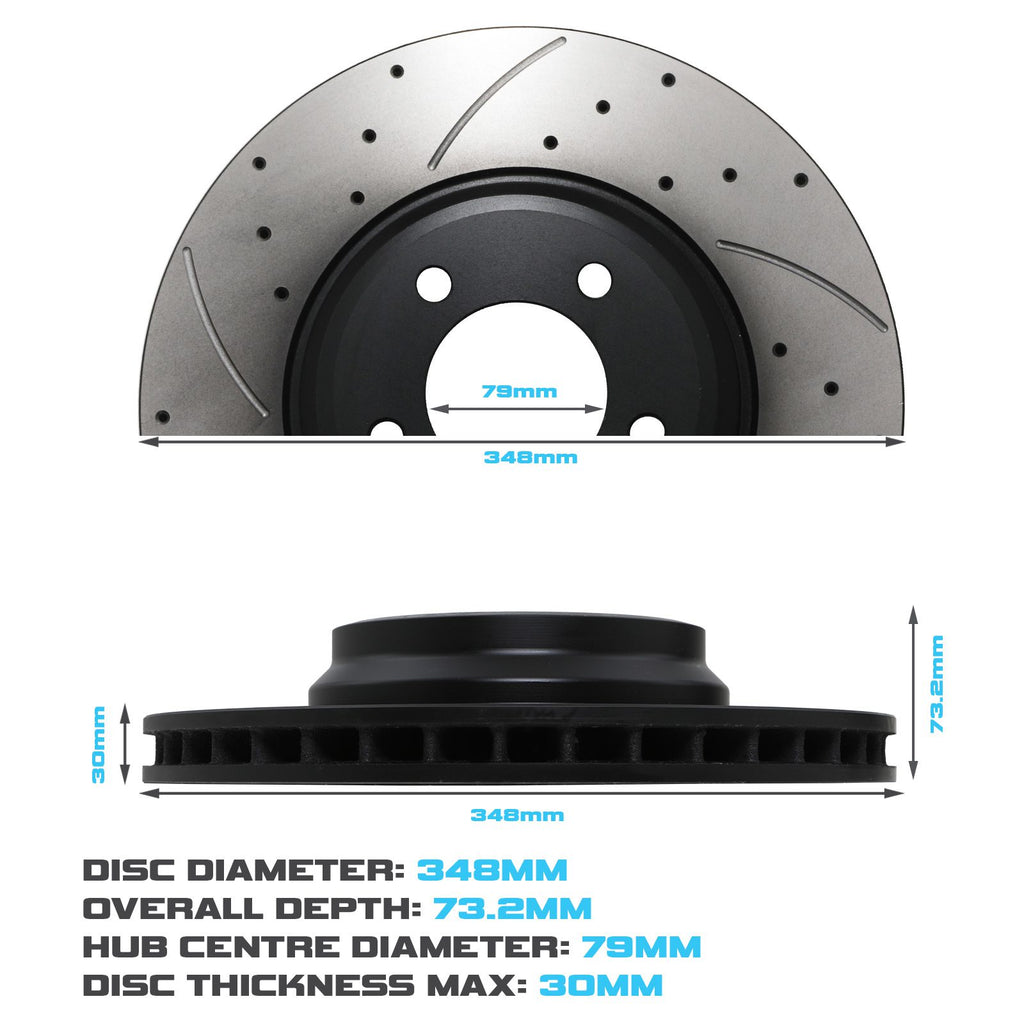 Dischi Freno Anteriori Forati e Scanalati 348mm BMW Serie 3 E90 E91 E92 E93 330 335 06+ - foto 3