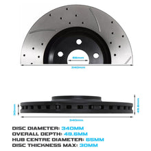 Dischi Freno Anteriori Ventilati 340mm Audi TT 8J 1.8 2.0 3.2 VR6 TFSI Quattro 08+ - foto 3