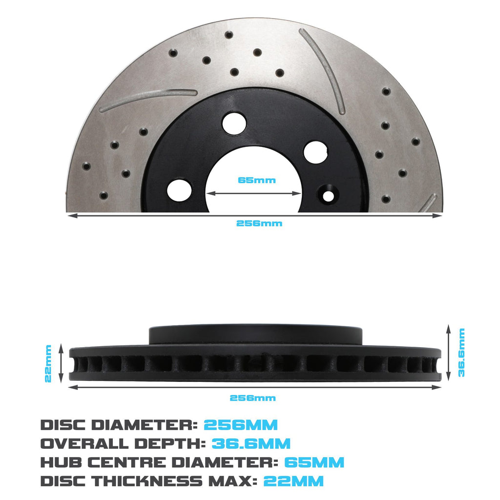 Dischi Freno Posteriori Forati e Baffati 256mm Audi S3 8L TT 3.2 VR6 1.8T Quattro - foto 3