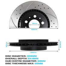 Dischi Freno Posteriori Forati e Baffati 308mm Volvo Xc90 4.4 V8 3.0 T6 2.5 T 2.5 D5 - foto 3