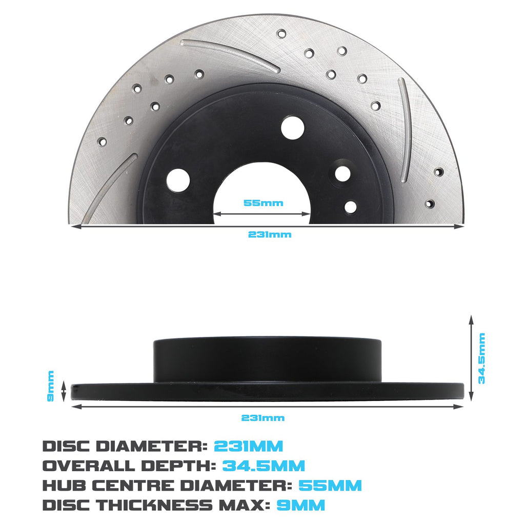 Dischi Freno Posteriori Forati e Scanalati 231mm Mazda MX-5 MK1 90-98 - foto 4