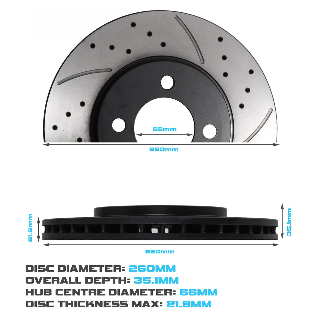Dischi Freno Anteriori Forati e Scanalati 260mm BMW Serie 3 E30 E36 316 318 82-99 - foto 3