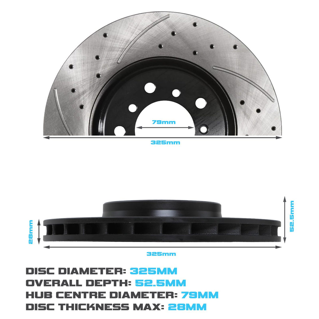 Dischi Freno Anteriori Forati e Scanalati 325mm BMW Serie 3 E46 M3 3.2 00-06 - foto 3