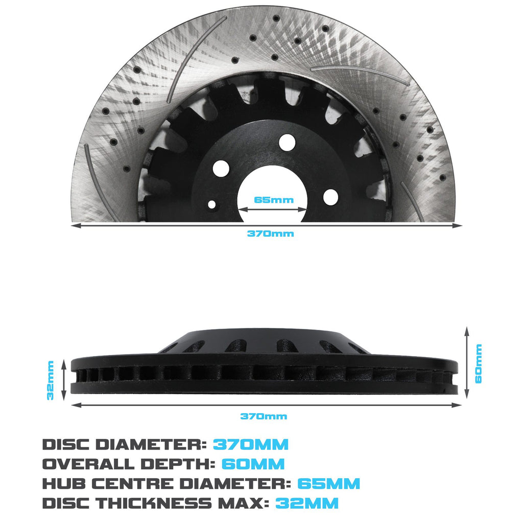 Dischi Freno Ventilati Forati e Scanalati 370mm Audi RS3 8P Sportback - foto 3