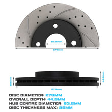 Dischi Freno Anteriori Ventilati 278mm Ford Fiesta ST150 2004-2008 - foto 3