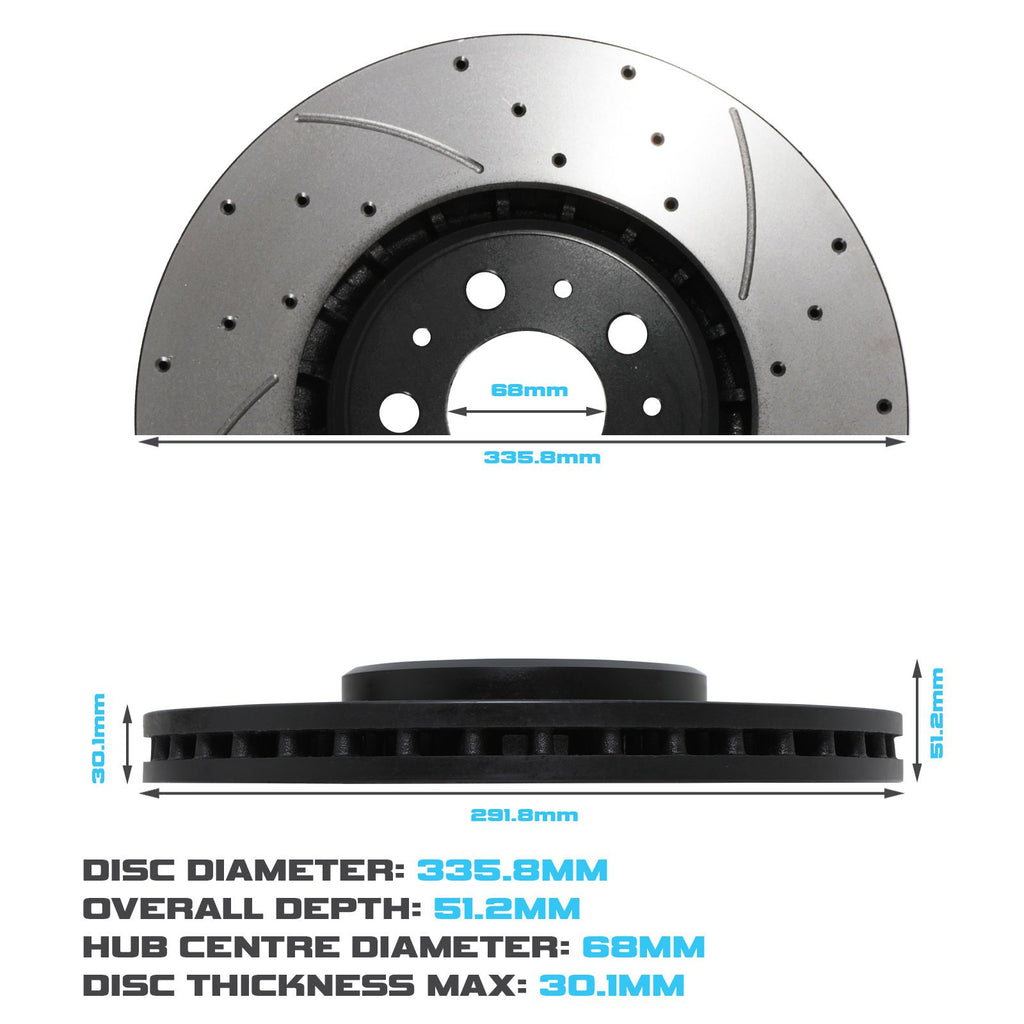 Dischi Freno Anteriori Forati e Scanalati 336mm Volvo XC90 MK1 02+ - foto 3