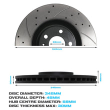 Dischi Freno Anteriori Forati e Scanalati 345mm Audi A4 S4 Quattro B6 B7 03-09 - foto 3
