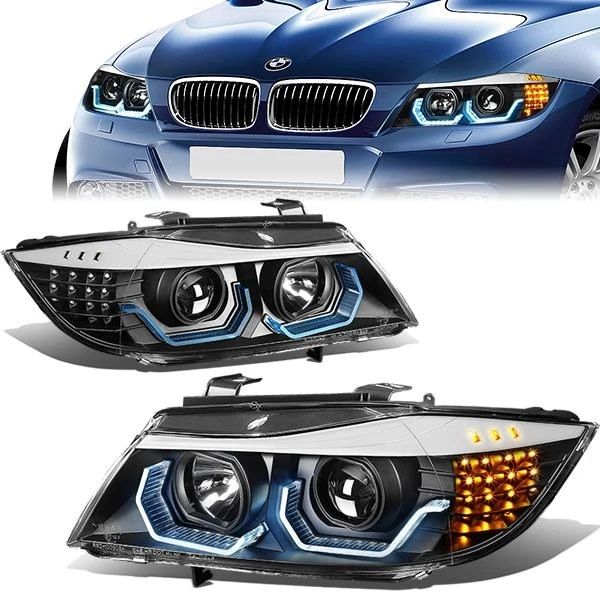 Fari Anteriori LED SK-Import Neri BMW Serie 3 E90 E91 con Proiettore