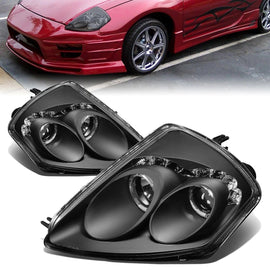 Fari Anteriori LED SK-Import Neri Mitsubishi Eclipse D40 con Anello LED